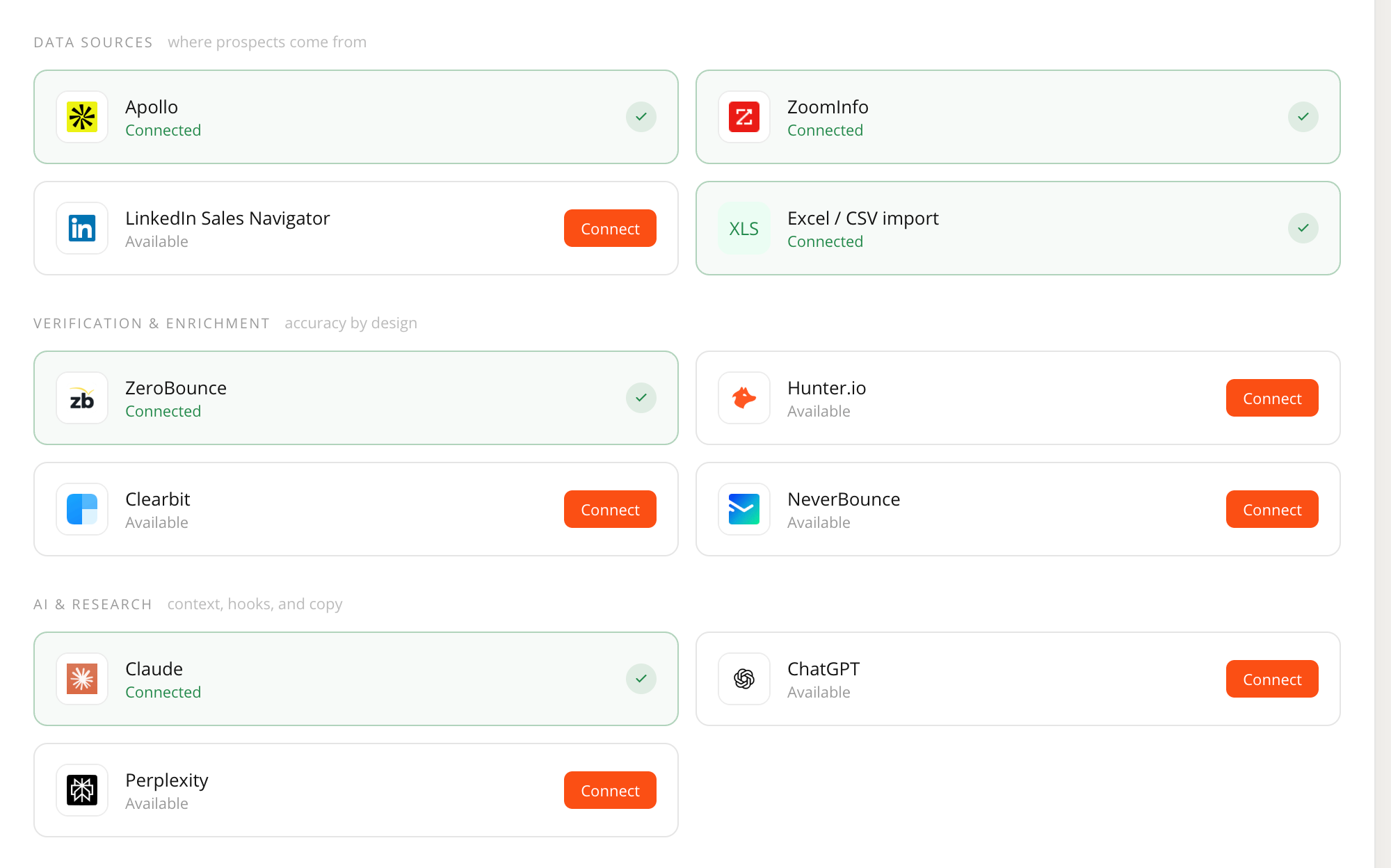 Tools and integrations view